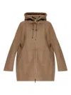 Max Mara Hooded Coat With Drawstring And Pockets In Brown
