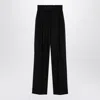 Max Mara Street Pleated Cotton Twill Tapered Pants In Black