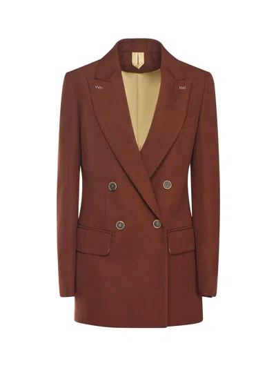 Max Mara Grain De Poudre Wool Blazer In Brown