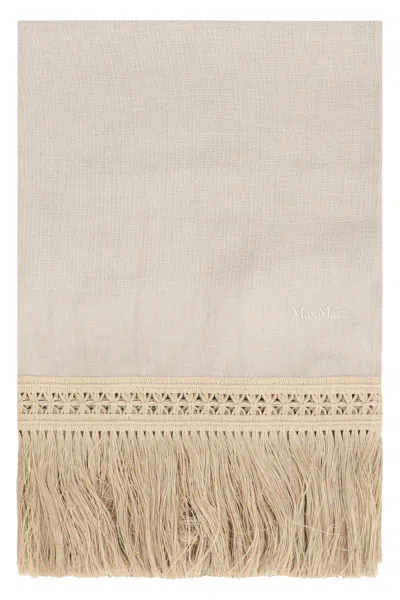 Max Mara Grammo Linen Scarf In Beige