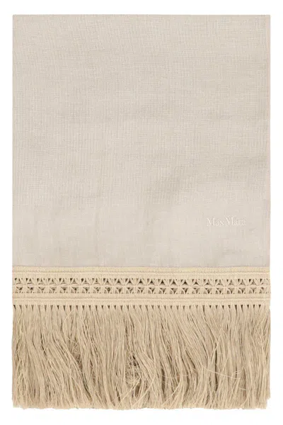 Max Mara Fringed Edge Wrap Scarf In Neutrals
