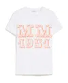 Max Mara White T-shirt With Logo Print On The Chest In Cotton Woman In White