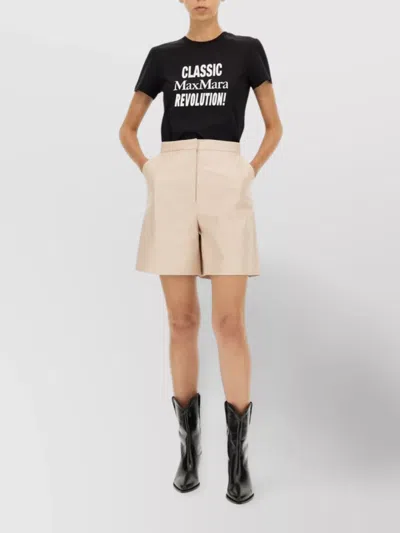 Max Mara Graphic Print Crew Neck Short Sleeve Top In Black