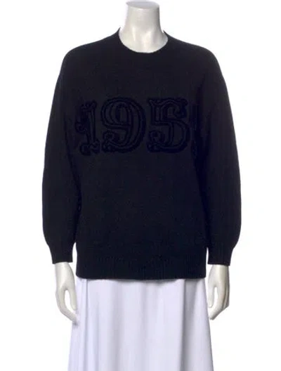 Pre-owned Max Mara Graphic Print Crew Neck Sweater In Blue