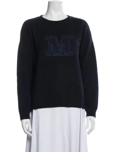Pre-owned Max Mara Graphic Print Crew Neck Sweater In Blue