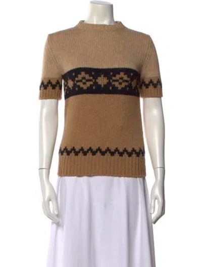 Pre-owned Max Mara Graphic Print Crew Neck Sweater In Brown