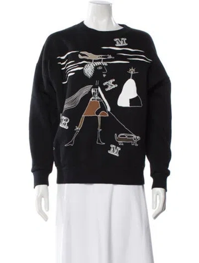 Pre-owned Max Mara Graphic Print Crew Neck Sweatshirt In Black
