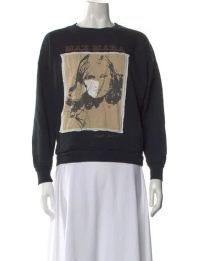 Pre-owned Max Mara Graphic Print Crew Neck Sweatshirt In Black