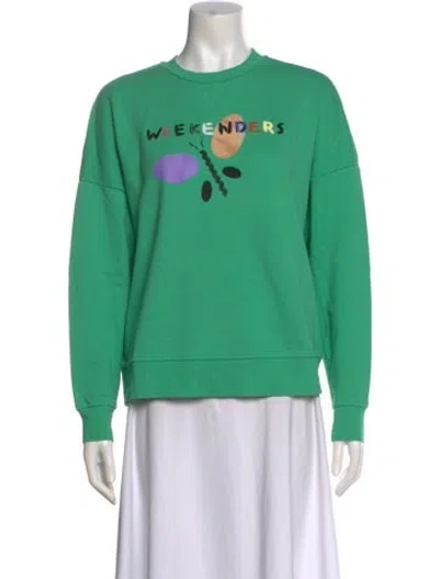 Pre-owned Max Mara Graphic Print Crew Neck Sweatshirt In Green