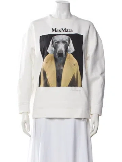 Pre-owned Max Mara Graphic Print Crew Neck Sweatshirt In White