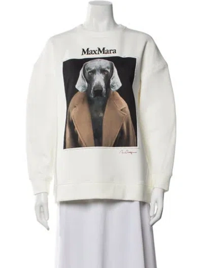 Pre-owned Max Mara Graphic Print Crew Neck Sweatshirt In White