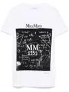 Max Mara Graphic Print Crew Neck T-shirt In Soft White Cotton
