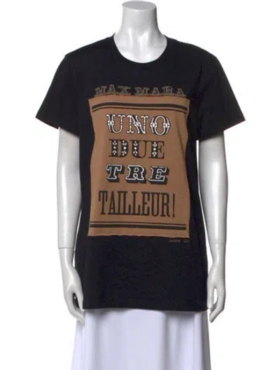 Pre-owned Max Mara Graphic Print Crew Neck T-shirt In Black