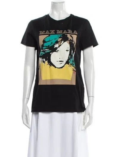 Pre-owned Max Mara Graphic Print Crew Neck T-shirt In Black