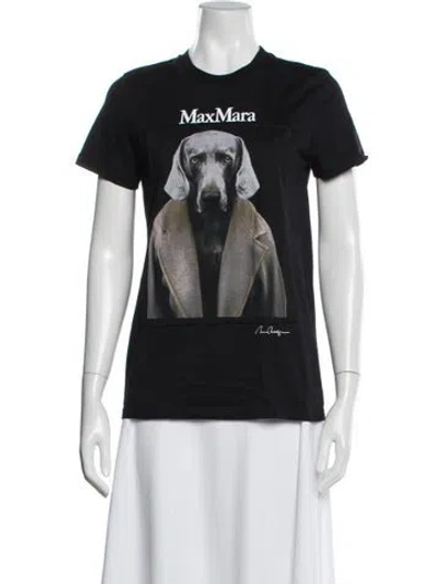 Pre-owned Max Mara Graphic Print Crew Neck T-shirt In Black/white