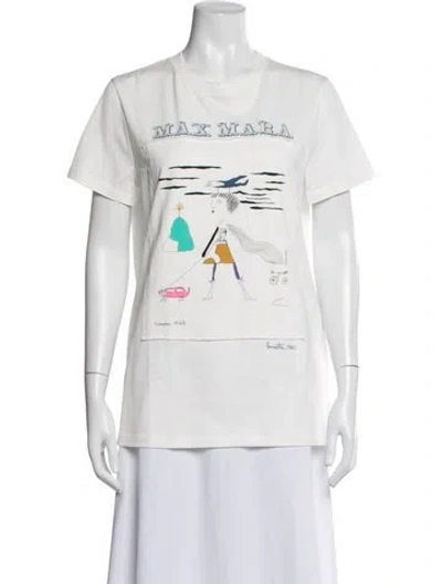 Pre-owned Max Mara Graphic Print Crew Neck T-shirt In Blue