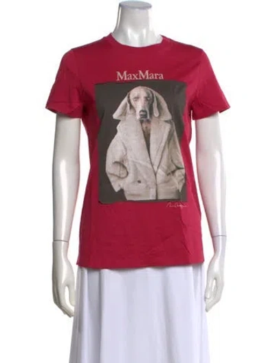 Pre-owned Max Mara Graphic Print Crew Neck T-shirt In Burgundy