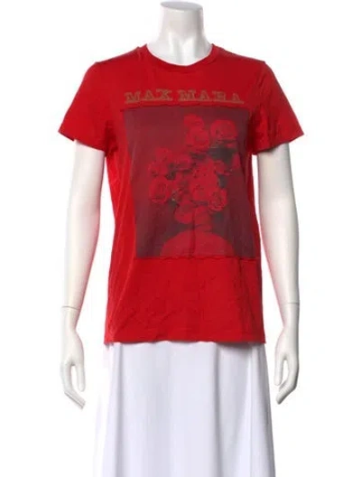 Pre-owned Max Mara Graphic Print Crew Neck T-shirt In Red