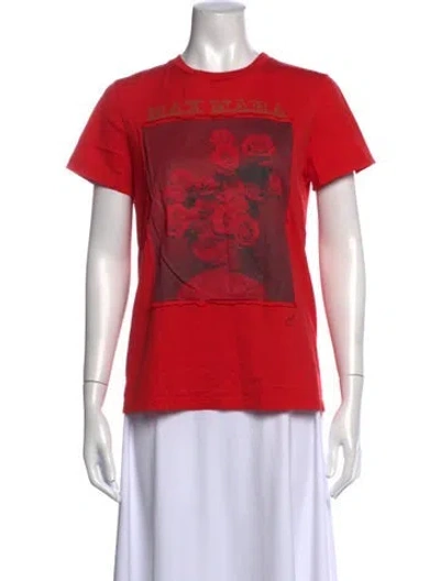 Pre-owned Max Mara Graphic Print Crew Neck T-shirt In Red