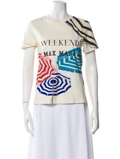 Pre-owned Max Mara Graphic Print Crew Neck T-shirt In White