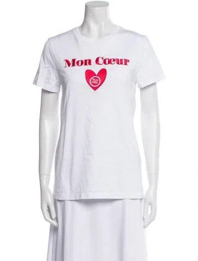 Pre-owned Max Mara Graphic Print Crew Neck T-shirt In White