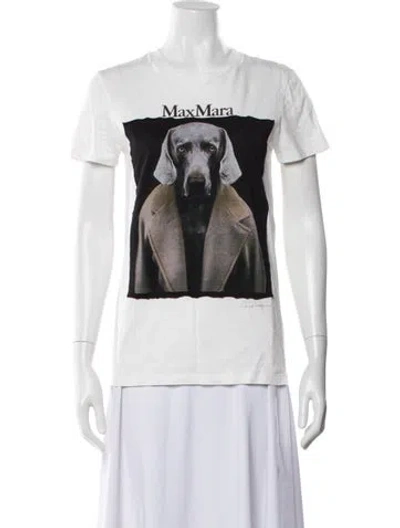 Pre-owned Max Mara Graphic Print Crew Neck T-shirt In White