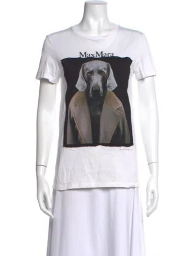 Pre-owned Max Mara Graphic Print Crew Neck T-shirt In White