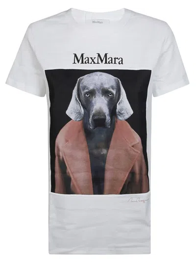 Max Mara Graphic Print Dog T-shirt With Relaxed Fit In White