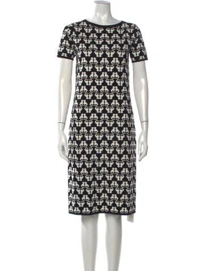 Pre-owned Max Mara Graphic Print Knee-length Dress In Black