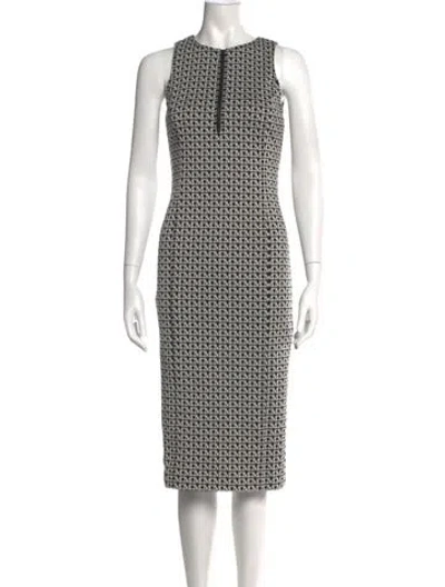 Pre-owned Max Mara Graphic Print Knee-length Dress In Gray