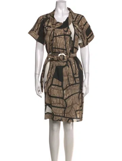 Pre-owned Max Mara Graphic Print Knee-length Dress In Neutrals