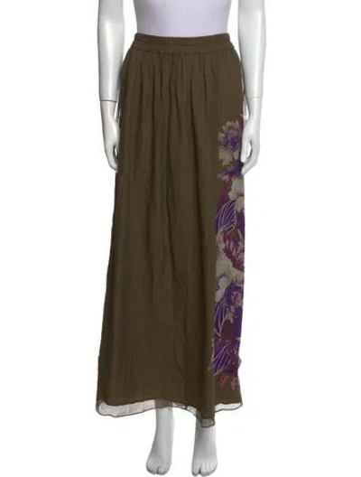 Pre-owned Max Mara Graphic Print Long Skirt In Green