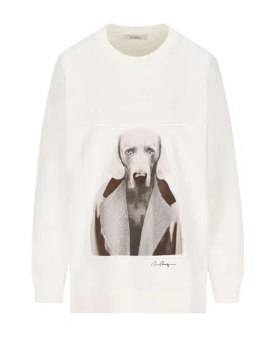 Max Mara Graphic-print Long-sleeve Sweatshirt In White