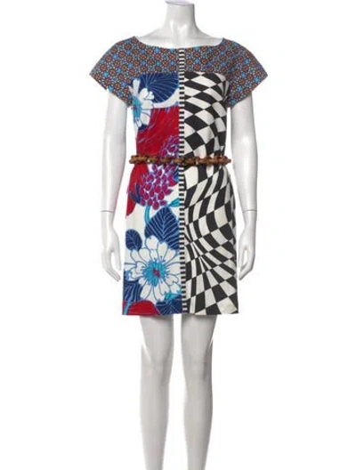 Pre-owned Max Mara Graphic Print Mini Dress In Blue
