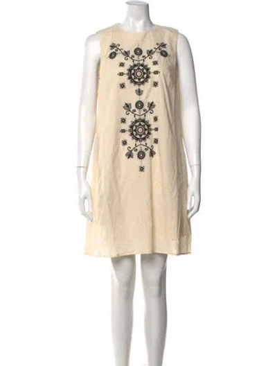 Pre-owned Max Mara Graphic Print Mini Dress W/ Tags In Neutral