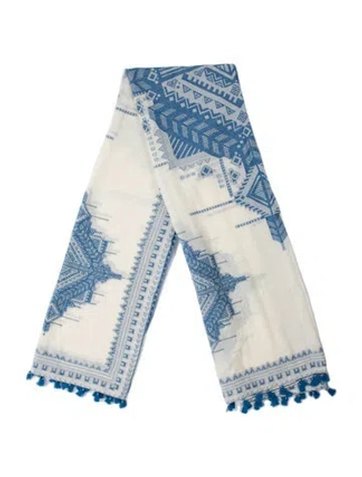 Pre-owned Max Mara Graphic Print Scarf In Blue/neutrals