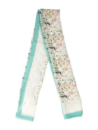Pre-owned Max Mara Graphic Print Scarf In Blue/white