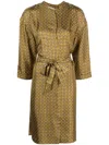 Max Mara Graphic-print Silk Dress In Brown