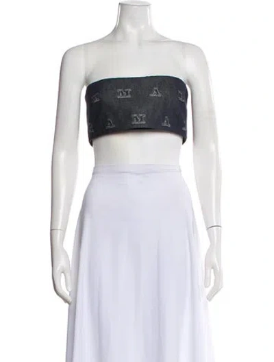 Pre-owned Max Mara Graphic Print Strapless Crop Top W/ Tags In Neutral
