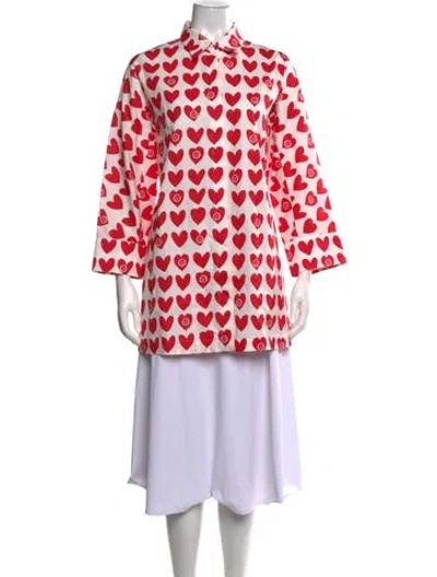 Pre-owned Max Mara Graphic Print Three-quarter Sleeve Top In White