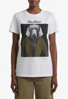 Max Mara Slim Fit Cotton T-shirt With Graphic Print And Contrast Logo In White