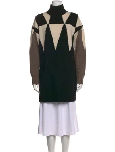 Pre-owned Max Mara Graphic Print Turtleneck Sweater In Black