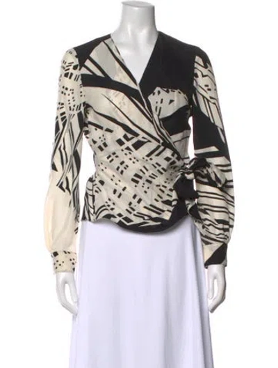 Pre-owned Max Mara Graphic Print V-neck Blouse
