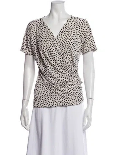 Pre-owned Max Mara Graphic Print V-neck Top In White