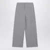 Max Mara Grey Wool Cotton Blend Trousers In Gray