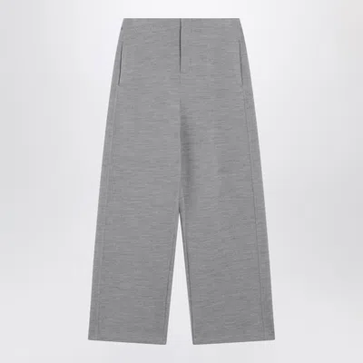Max Mara Grey Wool Cotton Blend Trousers In Gray
