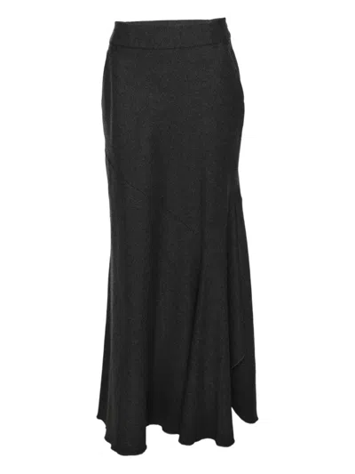 Pre-owned Max Mara Wool Pleated Maxi Skirt In Gray