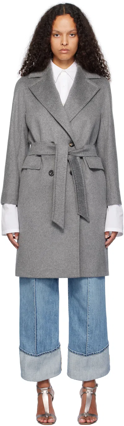 Max Mara Gray Astro Coat In 027 Medium Grey