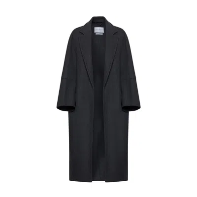Max Mara Gray Cashmere Coat In Black