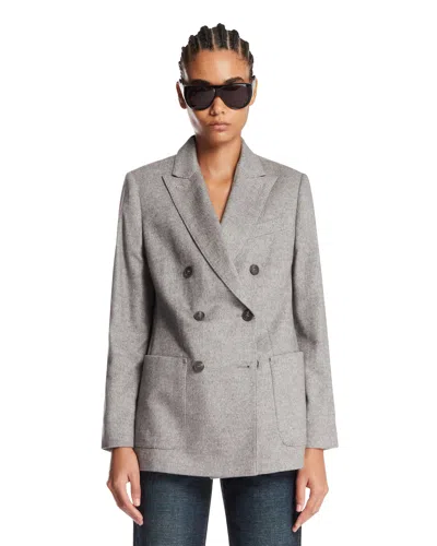Max Mara Gray Double-breasted Blazer In Gray Grigio   #626262